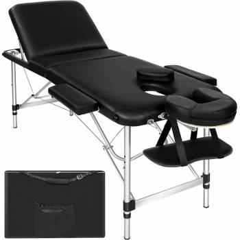 Tectake 401045 3 zónové masážní lehátko s 5 cm polstrováním a hliníkovým rámem černá