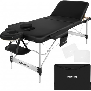 Tectake 405582 3 zóny masážní lehátko s 5cm polstrováním a hliníkovým rámem černá 70 cm