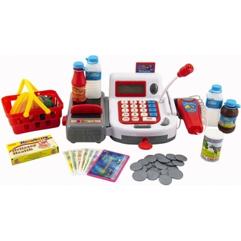 Teddies Pokladna digitální plast 30cm s doplňky na baterie se zvukem se světlem