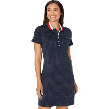 Tommy Hilfiger dámské modré šaty Polka s límečkem