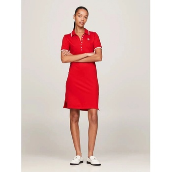 Tommy Hilfiger dámské polo šaty Short-Sleeve červené