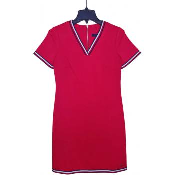 Tommy Hilfiger dámské šaty Stripe Trim červené