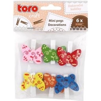 Toro dřevěné kolíčky na prádo S motýlem 3,5 cm 6 ks