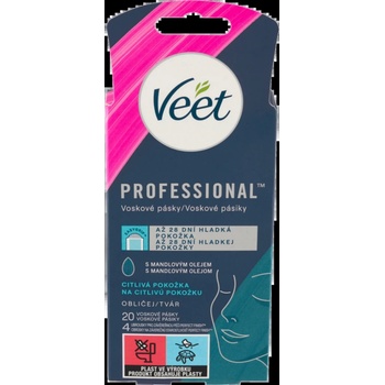 VEET Professional Studené voskové pásky na obličej pro citlivou pokožku 20 ks