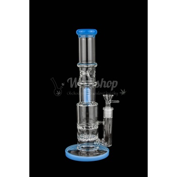 WeedShop Skleněný bong 30 cm se třemi perkolacemi Světle modrá