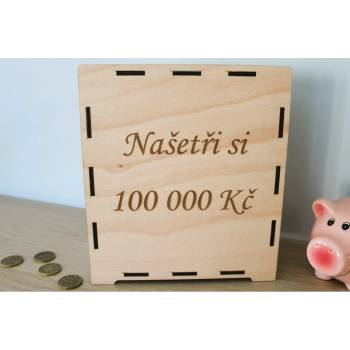 Woodenfuture Dřevěná pokladnička s vlastním motivem