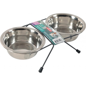 Zolux Miska stojan+2 misky pes STEEL 1,3 l
