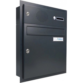 1x poštovní schránka A-01 k zazdění do sloupku s 1x zvonkem a HM URMET + orámování L profilem - lakovaná - RAL 7016 MAT. - ANTRACIT