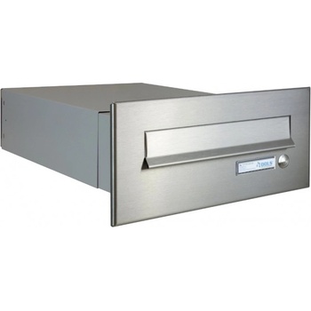 1x poštovní schránka B-042 k zazdění do sloupku + čelní deska se zvonkem ČD-2 - NEREZ / šedá - Bez podsvětlení