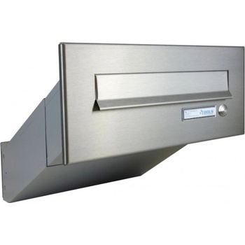 1x poštovní schránka D-041 k zazdění do sloupku + čelní deska se zvonkem ČD-2 - NEREZ / šedá - Bez podsvětlení