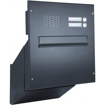 1x poštovní schránka D-241 k zazdění do sloupku + čelní deska s 2x zvonkem a HM ABB - lakovaná - RAL 7016 MAT. - ANTRACIT