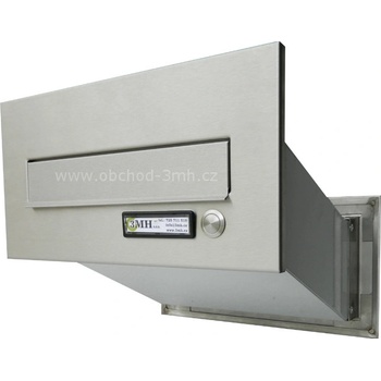 3MH s.r.o. Poštovní schránka MD šikmá k zazdění do sloupku BROUŠENÝ NEREZ se zvonkovým tlačítkem