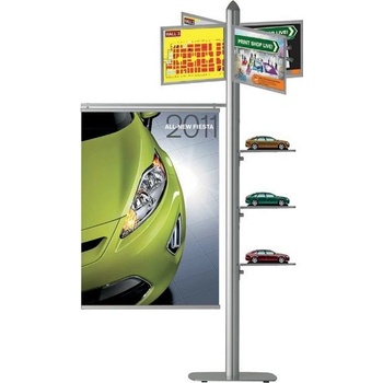 A-Z Reklama CZ Freestand stojan držák banneru 70 cm 3 poličky a 4 slide in rámy A4