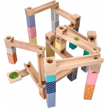 Adam Toys Dřevěná kuličková dráha labyrint 53 ks