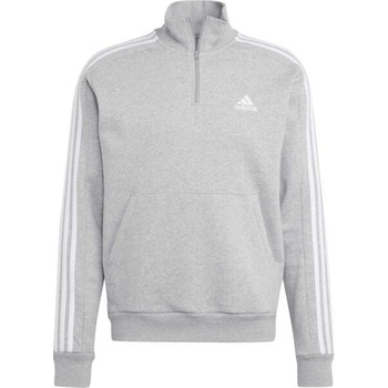 adidas mikina Essentials fleece 3-Stripes IJ8905 šedá Regular Fit