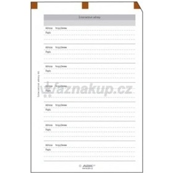 ADK náplň do diáře A6 internetové adresy formulář