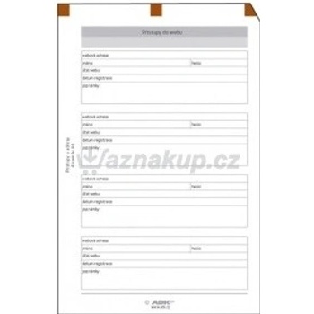 ADK náplň do diáře A6 přístupy do webu formulář