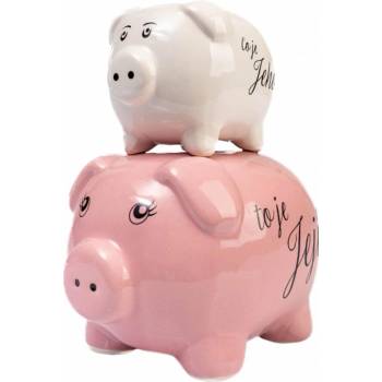 Albi Svatební pokladnička Prasátka exclusive Co je jeho to je její bílo-růžová 20 x 12 cm