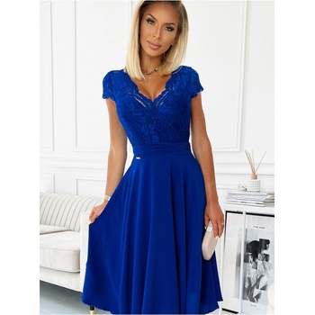 Alexis šifónové šaty s krajkovým výstřihem 381-3 modré