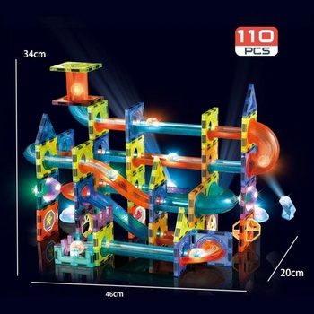 Alltoys Kuličkodráha magnetická se světlem 110 ks