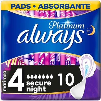 Always Platinum Secure Night hygienické vložky s křidélky 10 ks