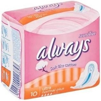 Always Ultra Sensitive Normal Plus hygienické vložky s křidélky 10 ks