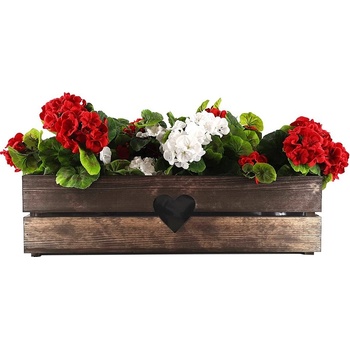 Amadea Dřevěný truhlík se srdíčkem tmavý 62x21,5x17 cm