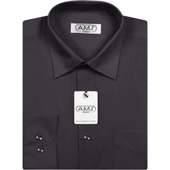 AMJ jednobarevná košile dlouhý rukáv JD017 černá