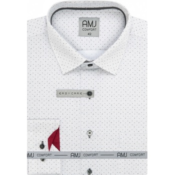 AMJ pánská bavlněná košile dlouhý rukáv prodloužená délka VDBR1339 vzorovaná světle šedá