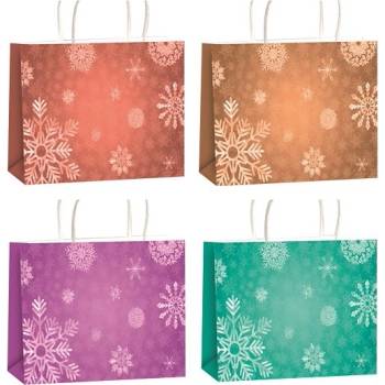 Anděl Přerov Dárková taška vánoční s glitry XL horizont 45,5 x 33 x 10,5 cm