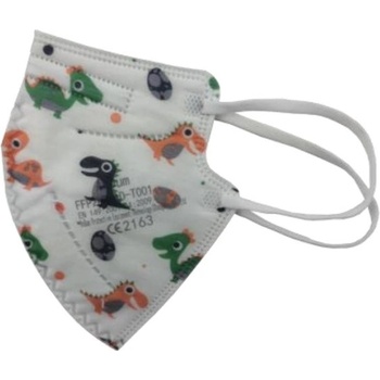 AnDum respirátor FFP2 NR pro děti bílý s brontosaurem 1 ks