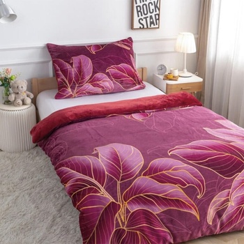 APEX povlečení z mikroplyše FEND vínová 140x200 70x90