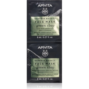 Apivita Express Beauty Green Clay hloubkově čistící pleťová maska 2 x 8 ml