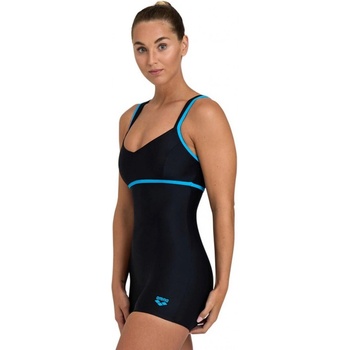 Arena Jednodílné sportovní plavky s nohavičkami Venus černá tyrkysová