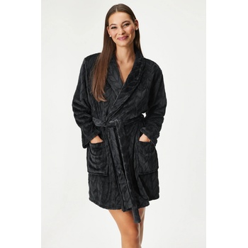 Astratex Hřejivý župan Leaf krátký černá