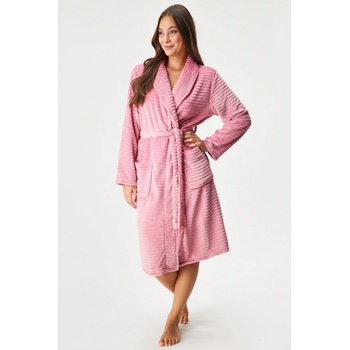 Astratex Hřejivý župan Stripe dlouhý růžová