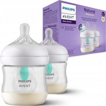 Avent láhve Natural Response průhledná dudlík s ventilem AirFree 2 ks 125 ml