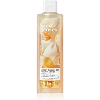 Avon Simply Luxurious krémový sprchový gel s vůní broskve a vanilkové orchideje 250 ml