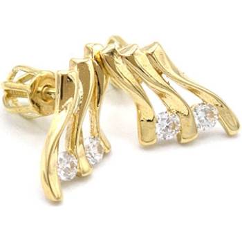 B&B Goldinvestic zlaté vlnky se zirkony na šroubek N4846-585/1000