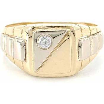 B&B Goldinvestic Zlatý pánský prsten se zirkonem dvě barvy zlata N4729