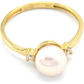 B&B Goldinvestic Zlatý prsten s perlou a zirkony N4966