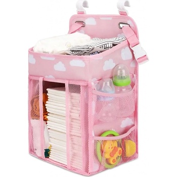 Baby´s Friends AG736C kapsář závěsný organizér na dětskou postýlku obláčky 43x28x20 cm růžová