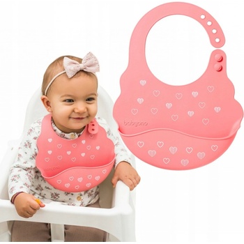 BabyOno silikonový bryndák s regulací zapínání Srdíčka