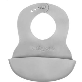 BabyOno silikonový bryndák šedý