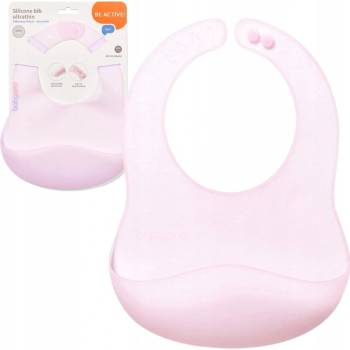 BabyOno Silikonový ultratenký bryndák - růžový