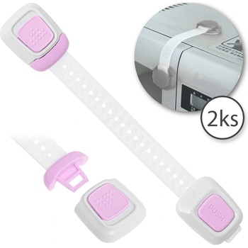 BabySafety 6136-2 pojistka na skříňky nastavitelná 2 ks bílo růžová