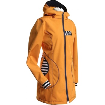 BajaDesign dívčí softshellový kabát P, hořčicový + nám. pruhy