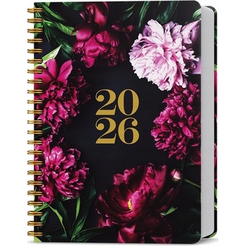 Baloušek Tisk David Lamino Twin wire A5 denní 2026 Pivoňky