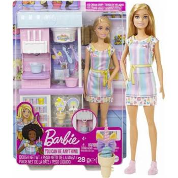 Barbie Prodavačka zmrzliny blondýnka herní set