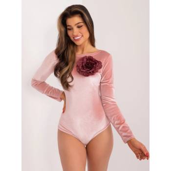 Basic velurové body s květinovou broží lk-bo-509557.83-light pink